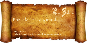 Maklári Zsanett névjegykártya